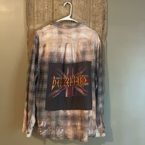 Def Leppard Up-Cycled Flannel Shirt with Graphic Back